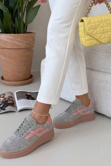 Baskets vertes en cuir véritable Cambell 2