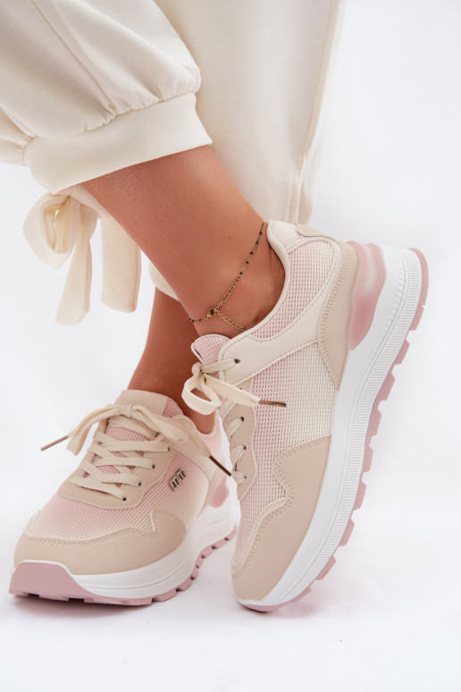 Chaussures modèle baskets Féminin avec une plateforme beige Lelmira