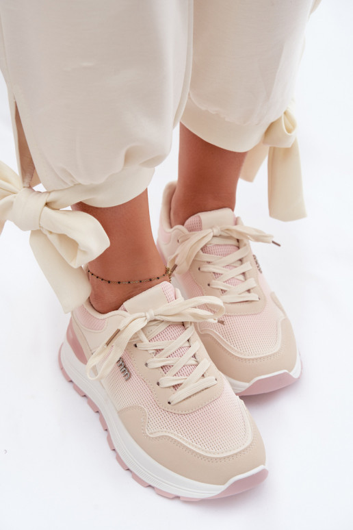 Chaussures modèle baskets Féminin avec une plateforme beige Lelmira