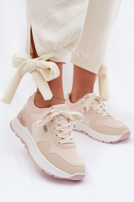 Chaussures modèle baskets Féminin avec une plateforme beige Lelmira