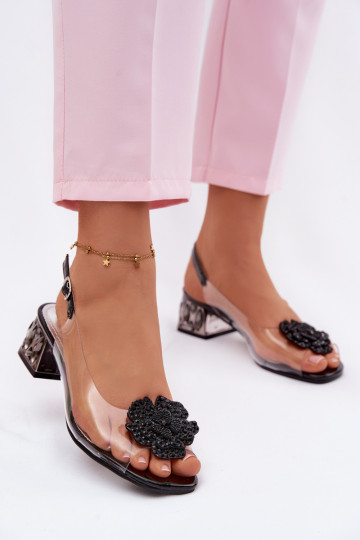 des sandales Voir à travers Klocke aux yeux brillants I avec des fleursem Vinceza 70122 couleur noire 2