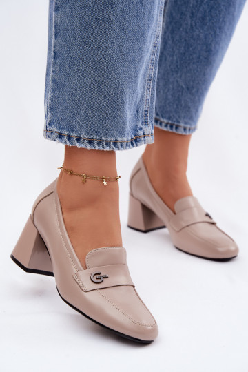 Peau chaussures Féminin avec des talons Vinceza 18119 beige