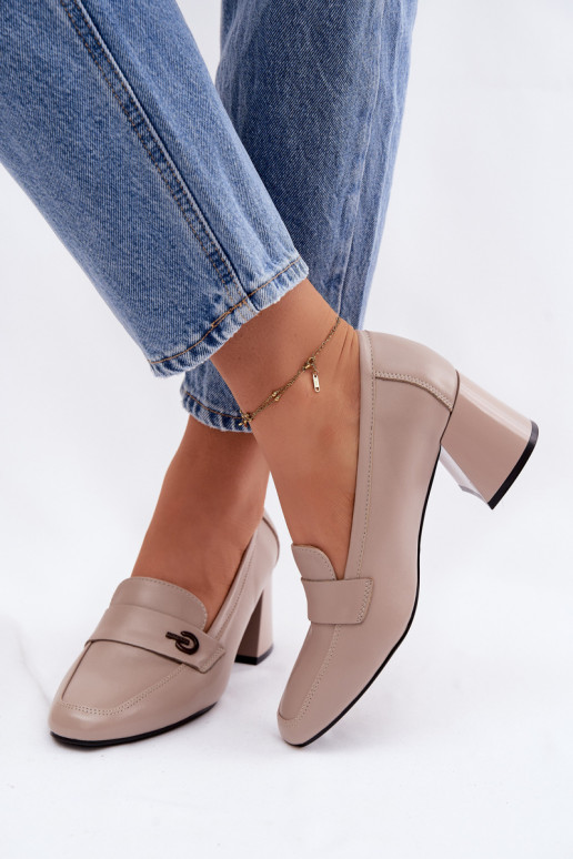 Peau chaussures Féminin avec des talons Vinceza 18119 beige