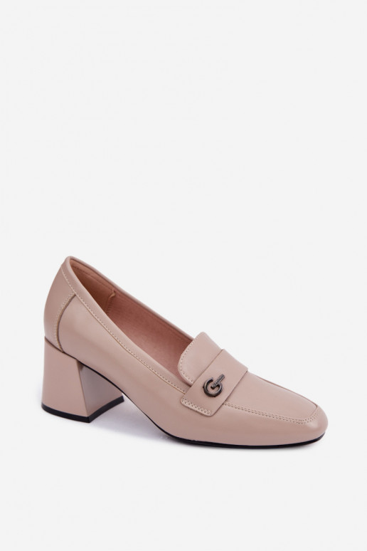 Peau chaussures Féminin avec des talons Vinceza 18119 beige