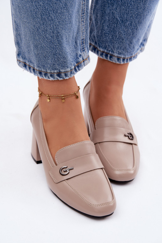 Peau chaussures Féminin avec des talons Vinceza 18119 beige