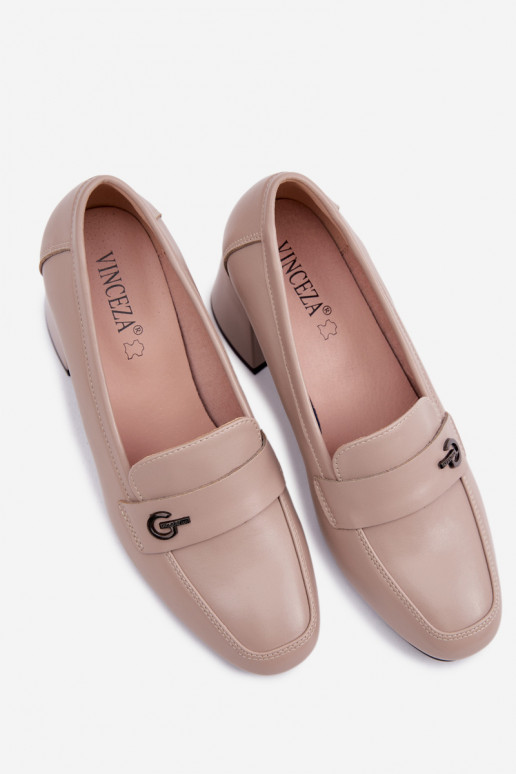 Peau chaussures Féminin avec des talons Vinceza 18119 beige