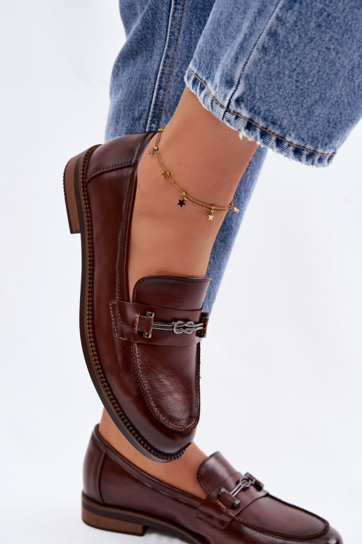 mocassins pour femmes Peau Vinceza 18132 marron