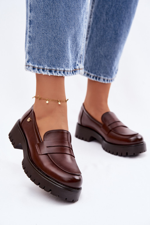 Peau mocassins pour femmes Vinceza 18125 marron