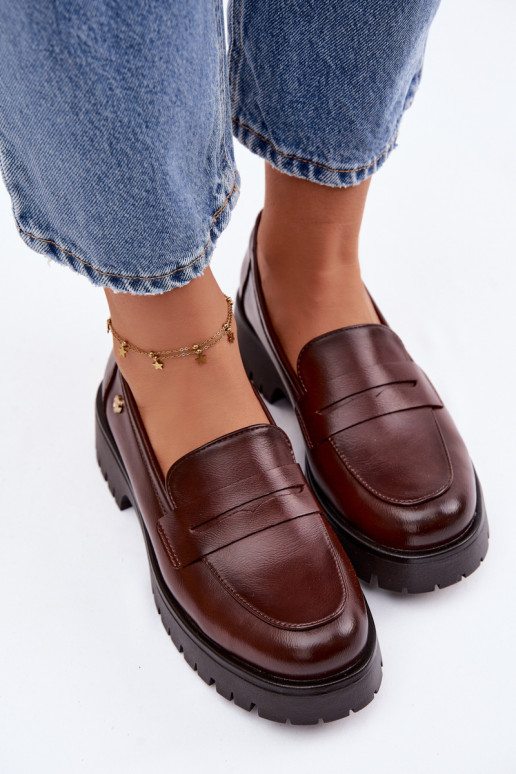 Peau mocassins pour femmes Vinceza 18125 marron