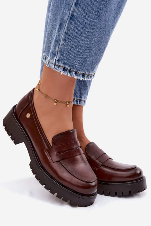 Peau mocassins pour femmes Vinceza 18125 marron