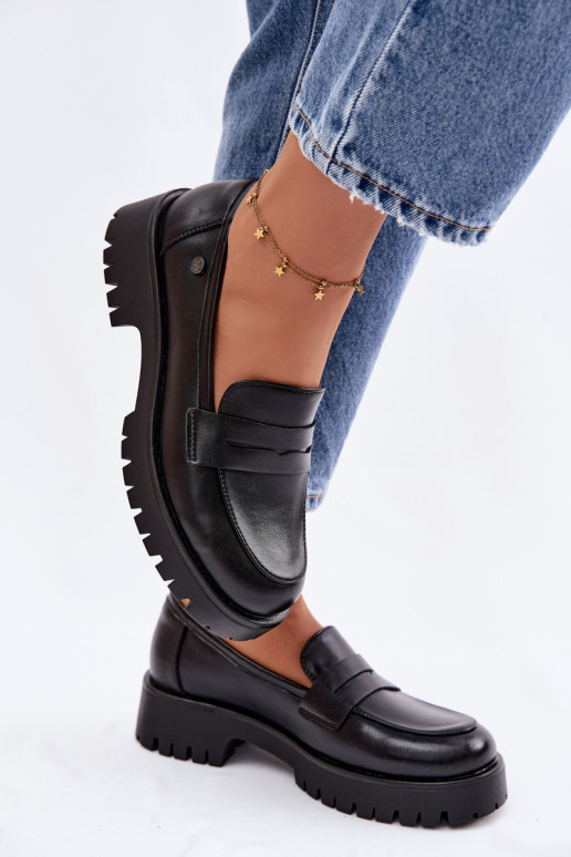 Peau mocassins pour femmes Vinceza 18125 couleur noire