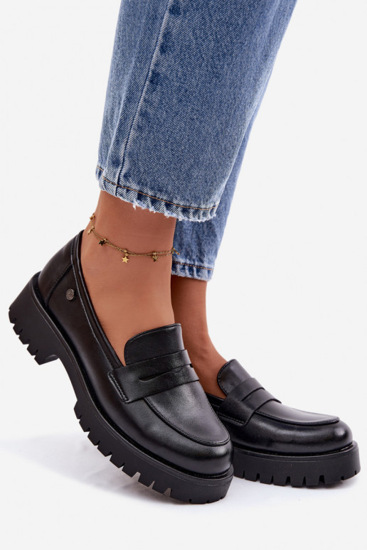 Peau mocassins pour femmes Vinceza 18125 couleur noire