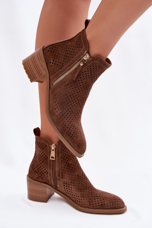 Bottes ajourées Féminin avec des talons Vinceza 58621 marron