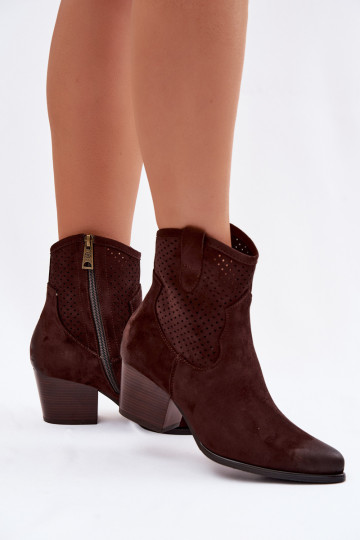 Bottes ajourées style coÀ-boy Féminin avec des talons Vinceza 58150 CzekoladoÀe 2