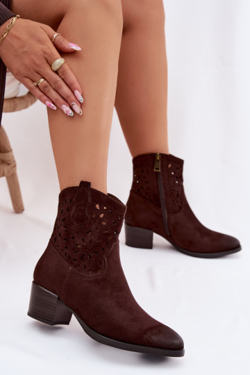 Bottes ajourées Féminin avec des talons Vinceza 58452 Czekolada