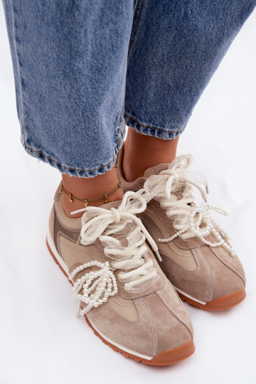 Chaussures de sport en daim pour femmes Big Star TT274677 couleur sable