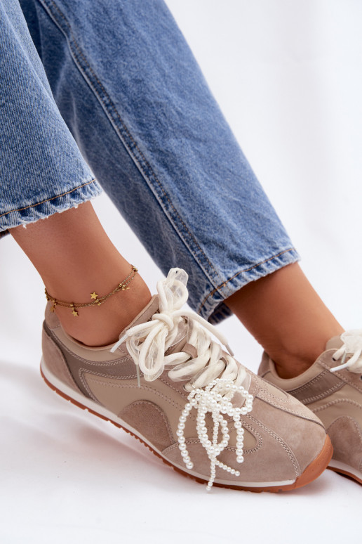 Peau en daim Chaussures modèle baskets Féminin Big Star TT274677 beige