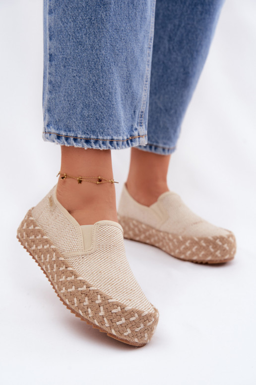 Espadrilles avec une plateforme Avec tresse Lee Cooper LCDANS-26-31-4332 beige