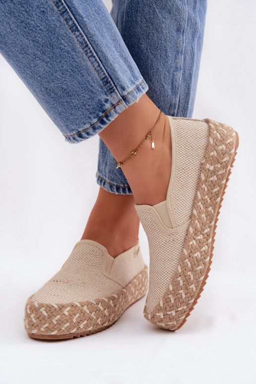 Espadrilles avec une plateforme Avec tresse Lee Cooper LCDANS-26-31-4332 beige