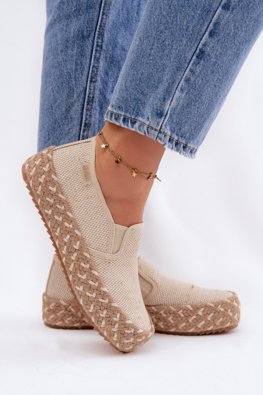 Espadrilles avec une plateforme Avec tresse Lee Cooper LCDANS-26-31-4332 beige
