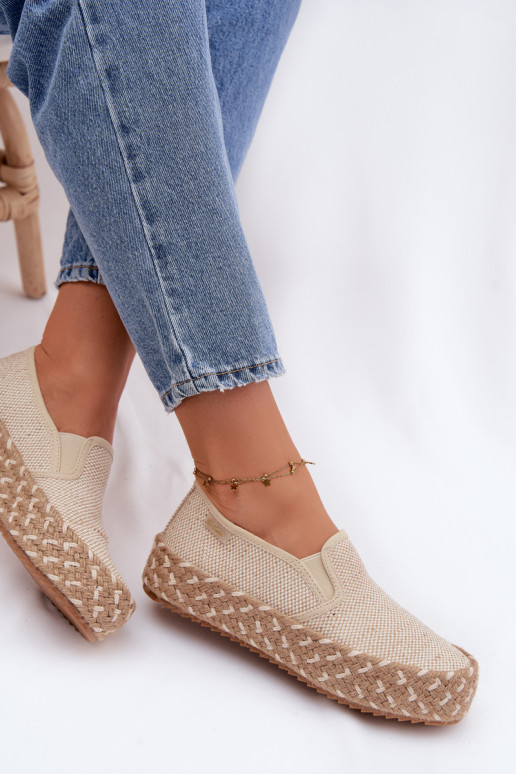 Espadrilles avec une plateforme Avec tresse Lee Cooper LCDANS-26-31-4332 beige