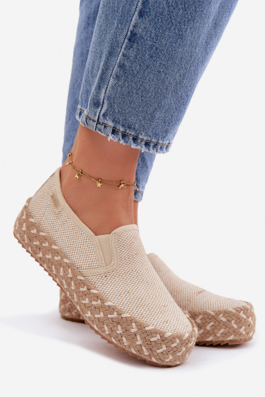 Espadrilles avec une plateforme Avec tresse Lee Cooper LCDANS-26-31-4332 beige