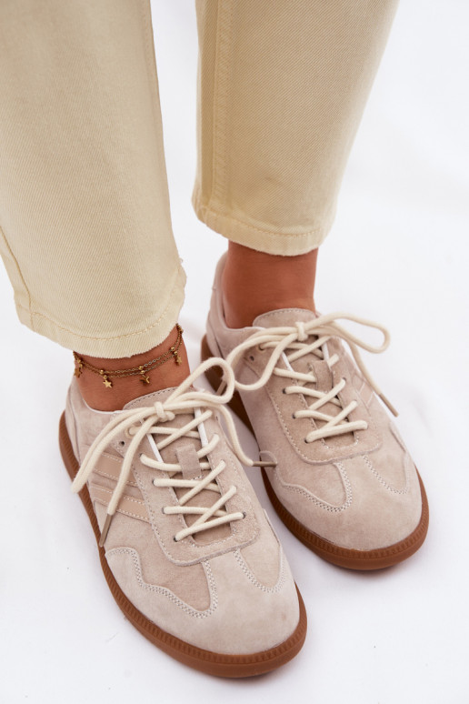 Peau en daim Chaussures modèle baskets Le bas des femmes beige Perinae