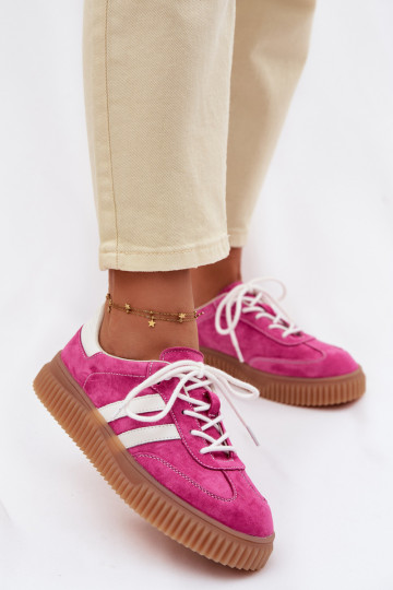 Baskets en daim pour femmes à plateforme couleur rose 2