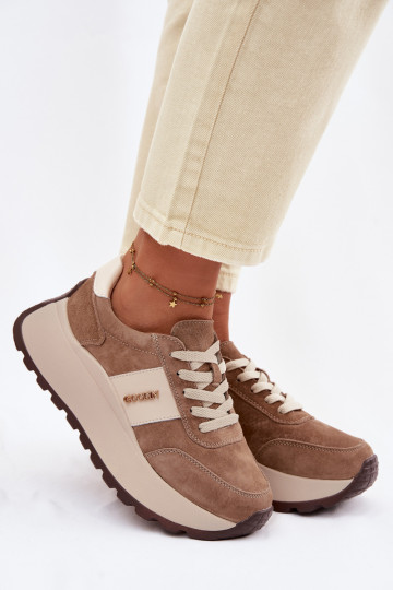 Chaussures modèle baskets Féminin avec une plateformeActivéturalnego en daimu beige Rosinae 2