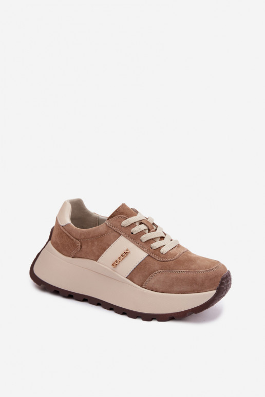 Chaussures modèle baskets Féminin avec une plateformeActivéturalnego en daimu beige Rosinae