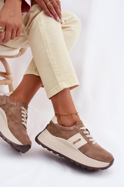 Chaussures modèle baskets Féminin avec une plateformeActivéturalnego en daimu beige Rosinae
