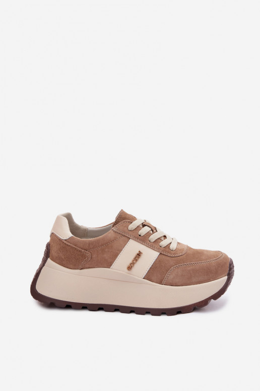 Chaussures modèle baskets Féminin avec une plateformeActivéturalnego en daimu beige Rosinae