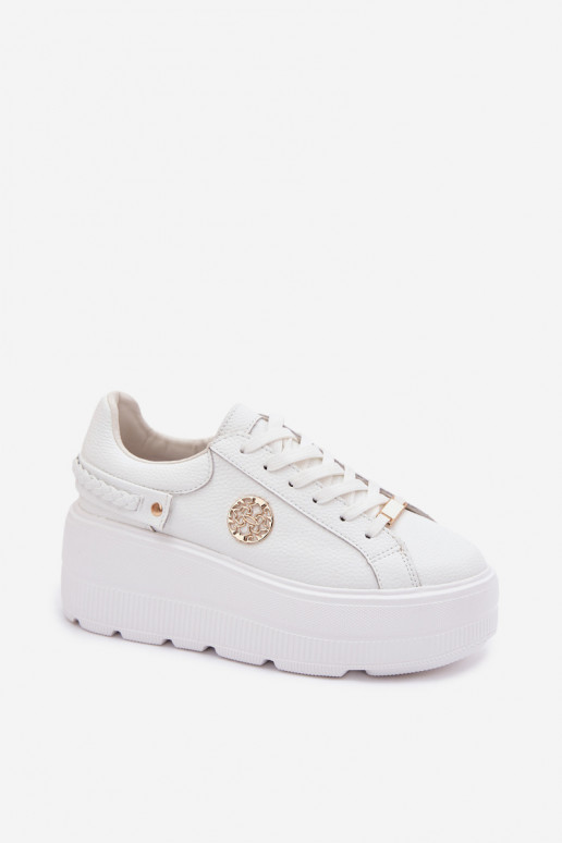 Peau Chaussures modèle baskets Féminin avec une plateforme D&A LR61-7095 couleur blanche