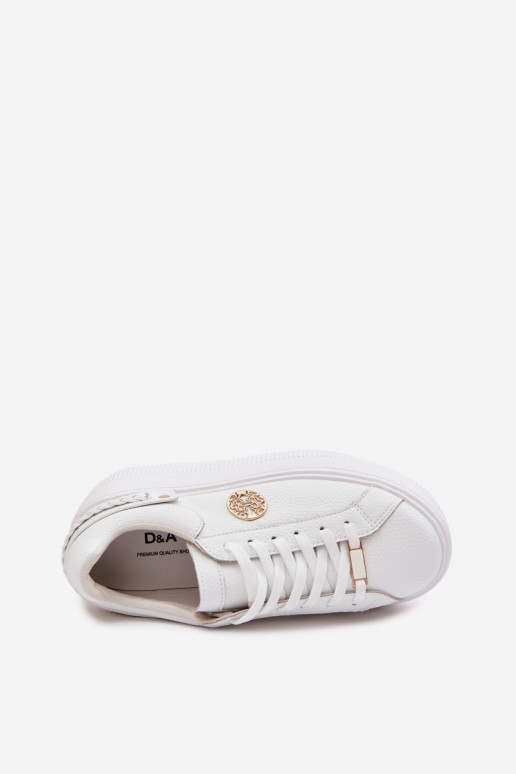 Peau Chaussures modèle baskets Féminin avec une plateforme D&A LR61-7095 couleur blanche
