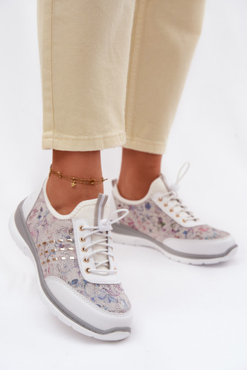 Chaussures en cuir à motifs pour femmes D&A GR61-5990 couleur blanche 2