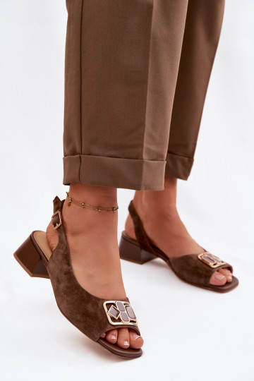 Style élégant des sandalesActivéturalnego en daimu avec des talons D&A CE61-3127 marron 2
