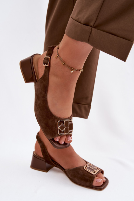 Style élégant des sandalesActivéturalnego en daimu avec des talons D&A CE61-3127 marron