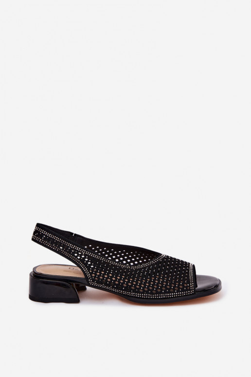 Décoré Sandales ajourées Féminin en daim Klocke D&A CR61-3131 couleur noire