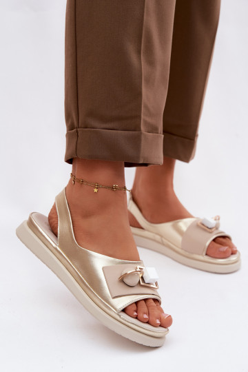 Sandales pour femmes avec ornements D&A GR61-5932 couleur dorée