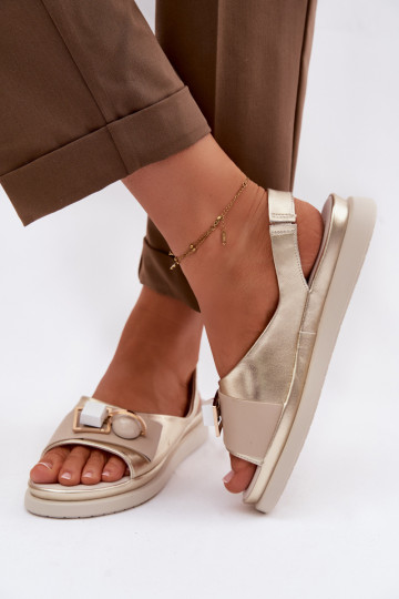 Sandales pour femmes avec ornements D&A GR61-5932 couleur dorée 2