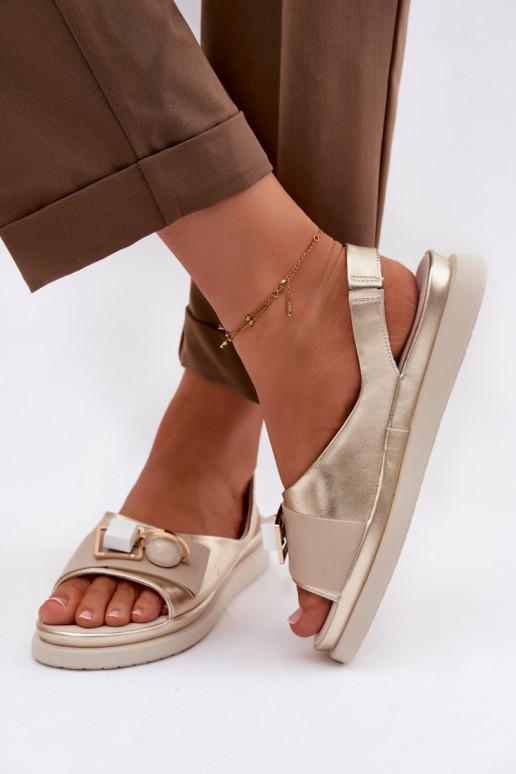 Sandales pour femmes Féminin avec des ornements D&A GR61-5932 couleur dorée