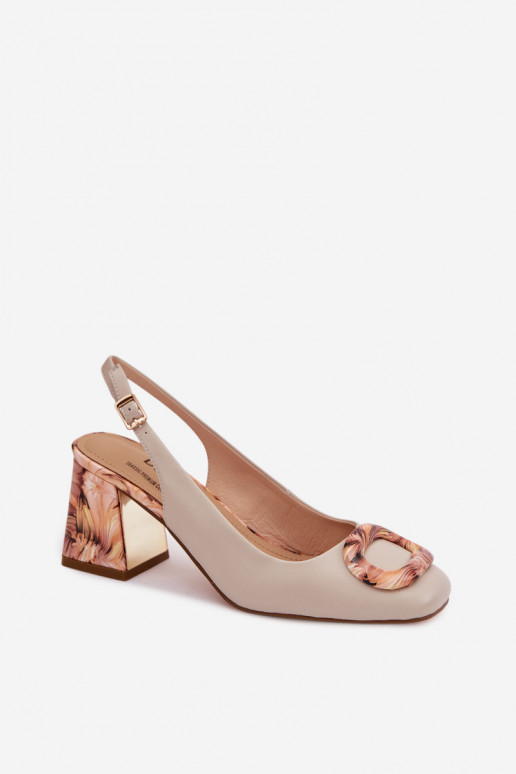 Peau Sandales à talons hauts pour femme avec boucles D&A LZ61-2010 beige
