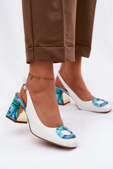 Peau Sandales à talons hauts pour femme avec boucles D&A LZ61-2010 couleur blanche 2