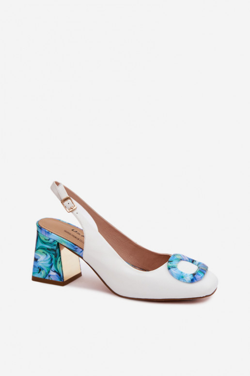 Peau Sandales à talons hauts pour femme avec boucles D&A LZ61-2010 couleur blanche