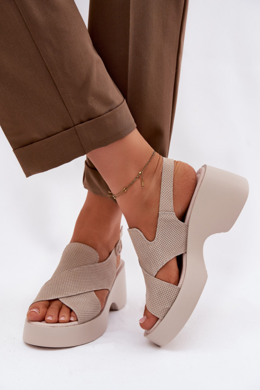 Sandales pour femmes Féminin avec une plateforme S.Barski LR61-7005 beige