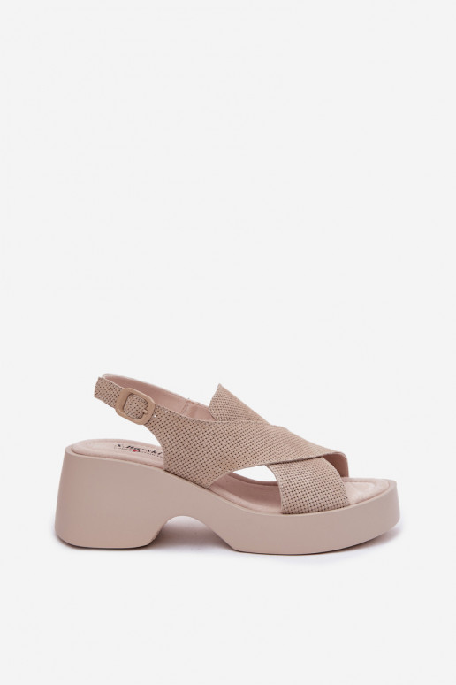 Sandales pour femmes Féminin avec une plateforme S.Barski LR61-7005 beige