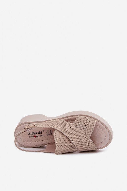 Sandales pour femmes Féminin avec une plateforme S.Barski LR61-7005 beige