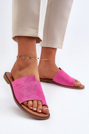 Claquettes en daim pour femmes couleur rose Amite 2