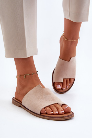 Claquettes en daim pour femmes couleur sable Amite