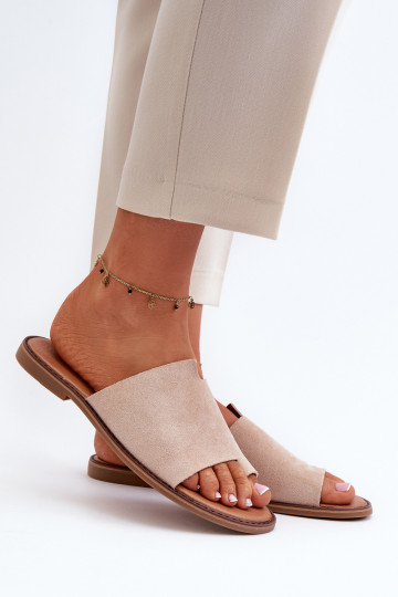 Féminin Pantoufles de Suèdes Chaussons beige Amite 2